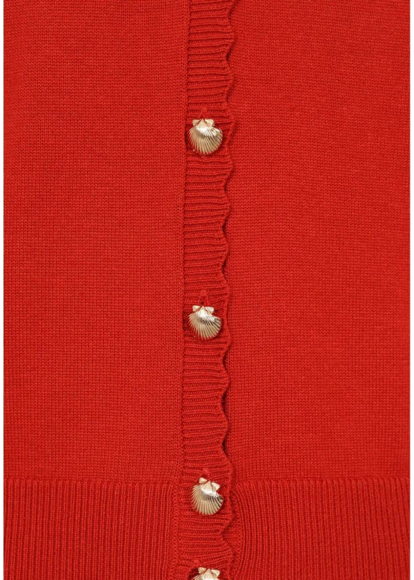 Banned Thelma Scallop Cardigan Red