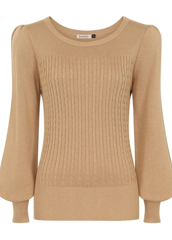 Banned Una Cable 40's Jumper Biscuit Beige