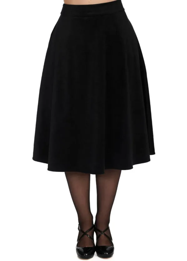 Banned Velvet Dreams 50's Swing Skirt Black