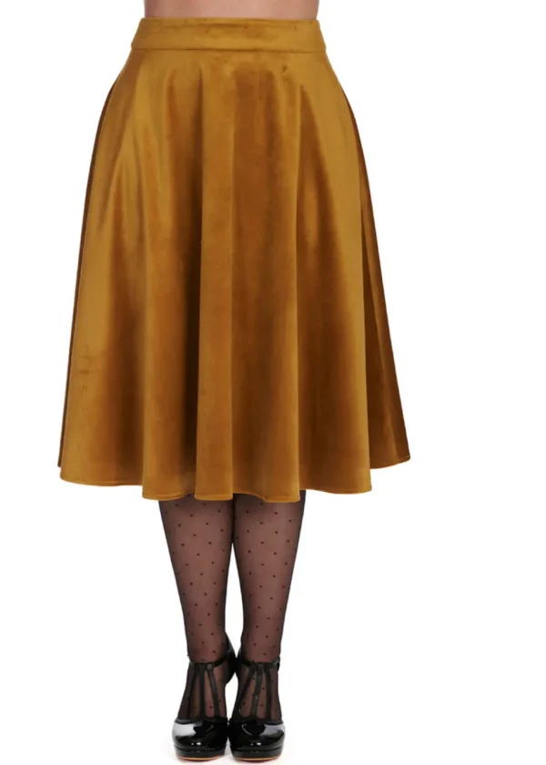 Banned Velvet Dreams 50's Swing Skirt Biscuit Beige