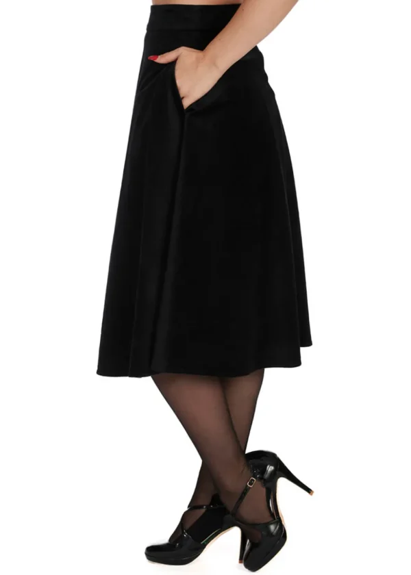 Banned Velvet Dreams 50's Swing Skirt Black