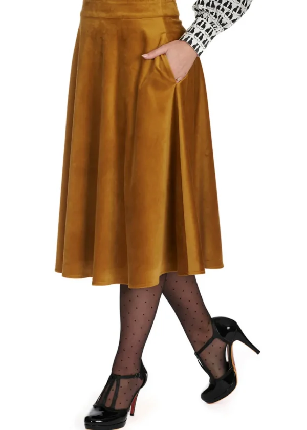 Banned Velvet Dreams 50's Swing Skirt Biscuit Beige