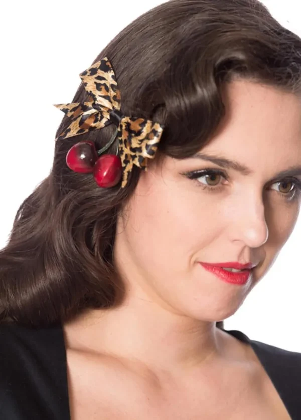Banned Wild Cherry Rockabilly 50's Hairclip Leopard