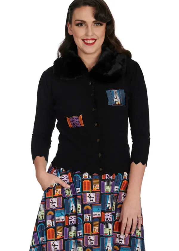 Banned Window Cat 40's Cardigan Black