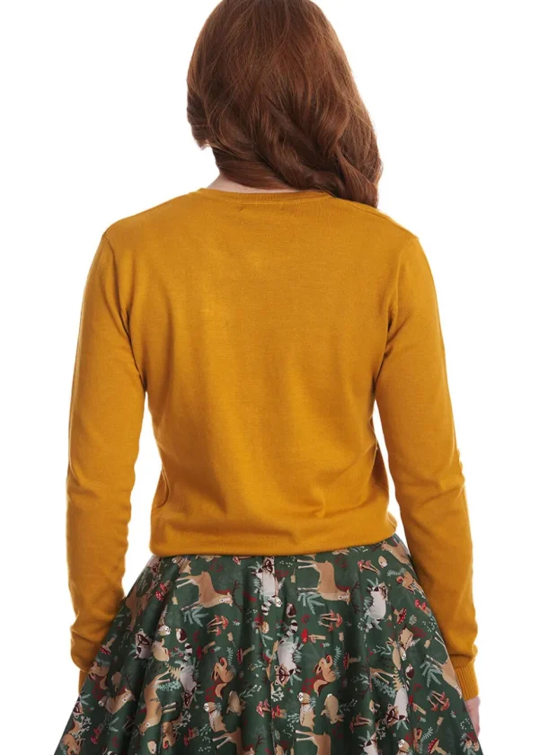 Banned Woodland Mushroom 40's Cardigan Mustard
