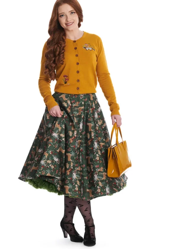 Banned Woodland Mushroom 40's Cardigan Mustard