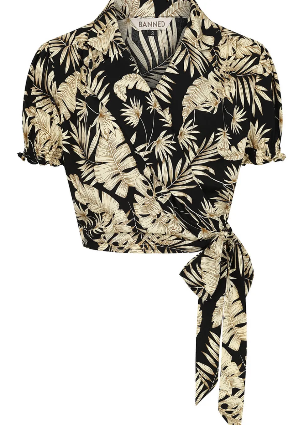 banned_yvette_tiki_wrap_s_0.webp Banned Yvette Tiki Wrap 40's Blouse Black