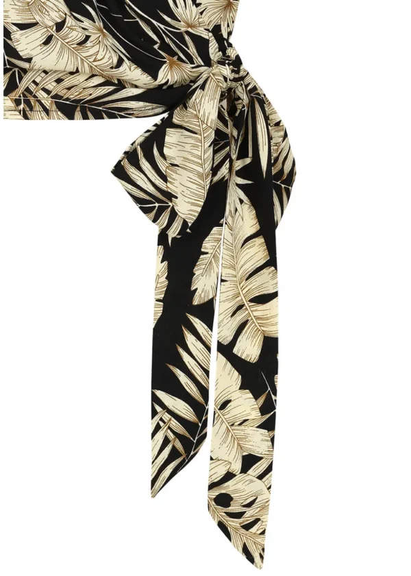 Banned Yvette Tiki Wrap 40's Blouse Black