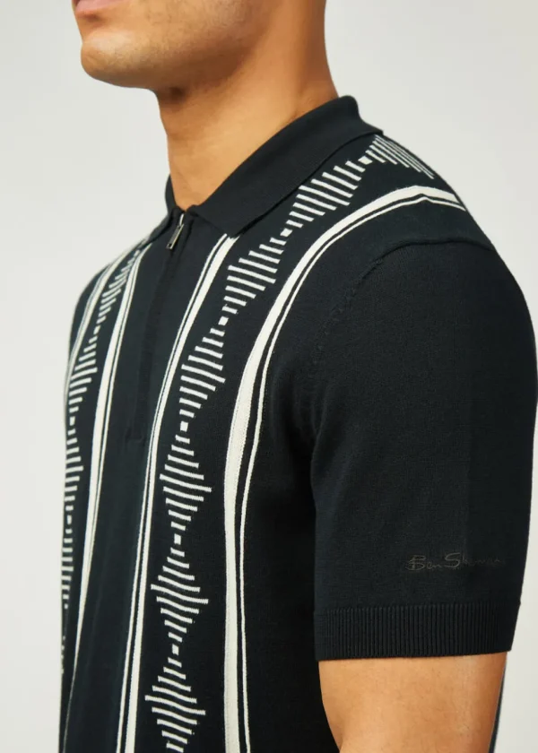 Ben Sherman Argyle Jacquard Polo Black
