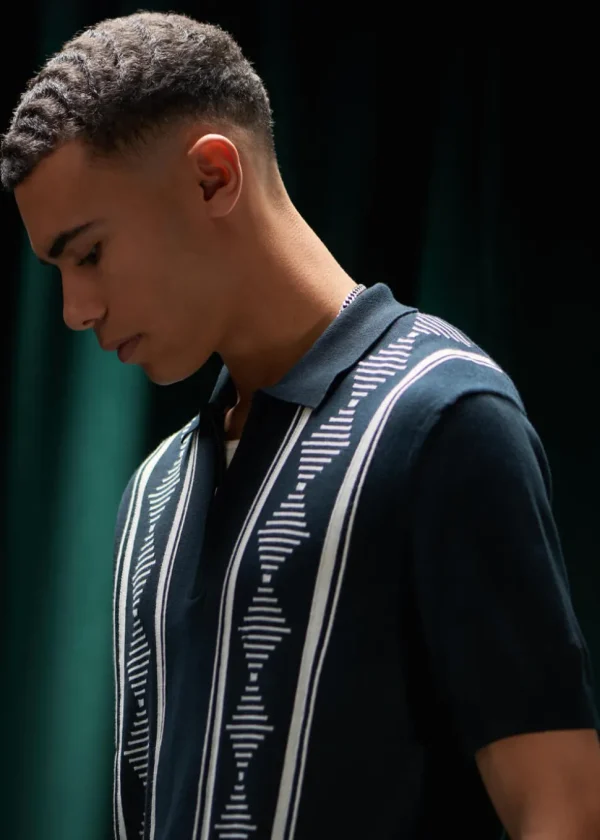 Ben Sherman Argyle Jacquard Polo Black