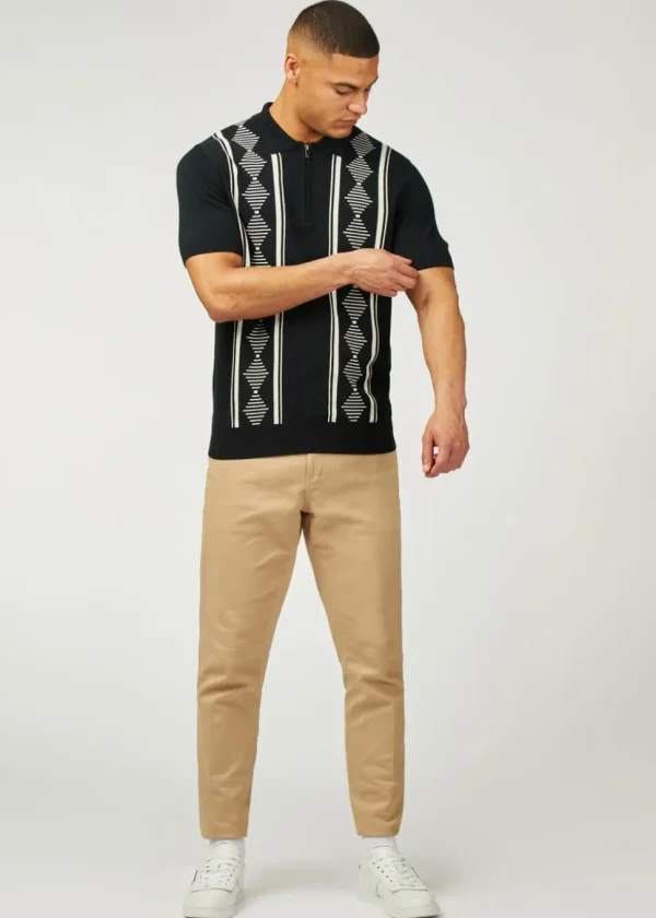 Ben Sherman Argyle Jacquard Polo Black