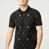 Ben Sherman Argyle Printed Polo Black