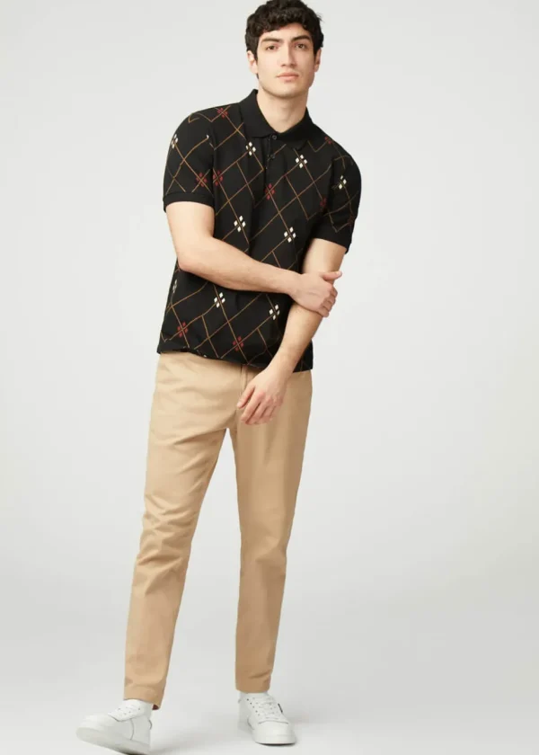 Ben Sherman Argyle Printed Polo Black