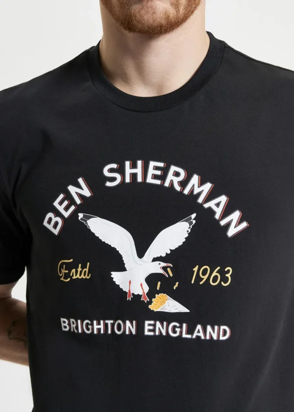 Ben Sherman Brighton Seagull T-Shirt Black