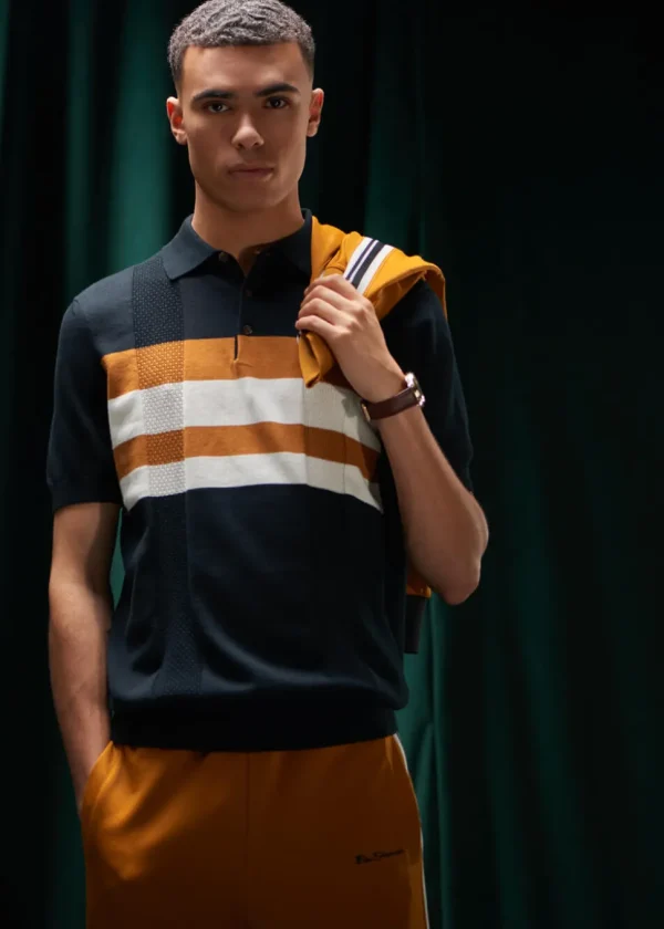 Ben Sherman Chest Stripe Polo Black