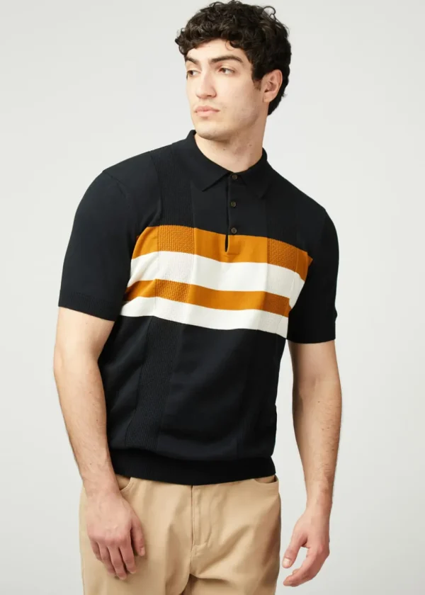 Ben Sherman Chest Stripe Polo Black