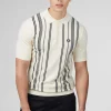 Ben Sherman Crinkle Cotton Stripe Polo Ivory