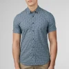 Ben Sherman Geo Spot Shirt Petrol Blue