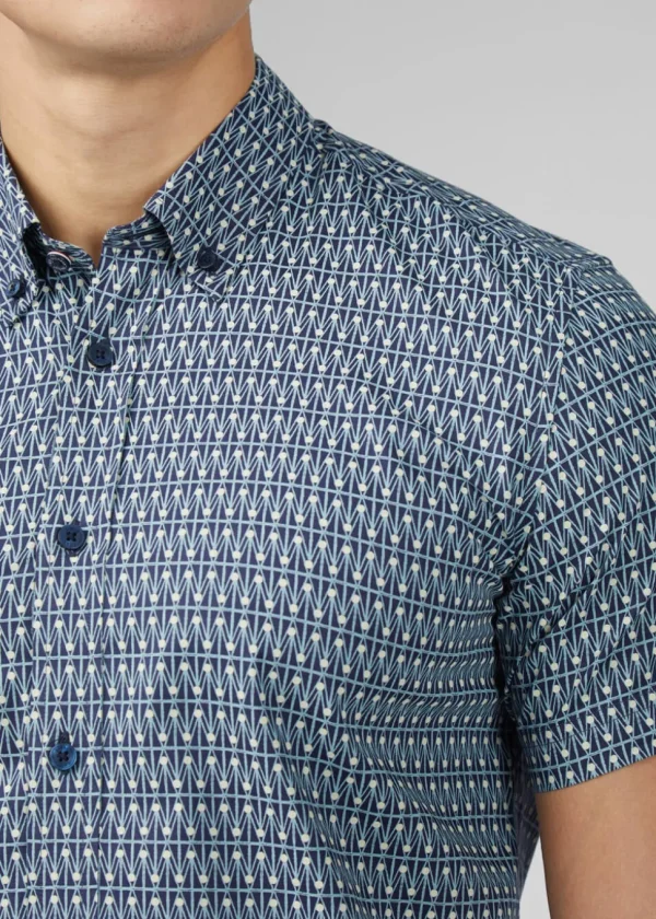 Ben Sherman Geo Spot Shirt Petrol Blue