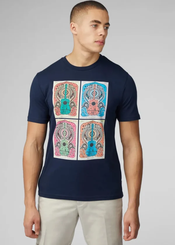 Ben Sherman Guitar Festival Poster T-Shirt Dark Navy