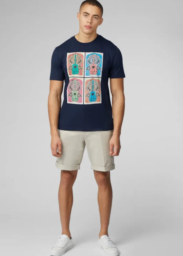 Ben Sherman Guitar Festival Poster T-Shirt Dark Navy