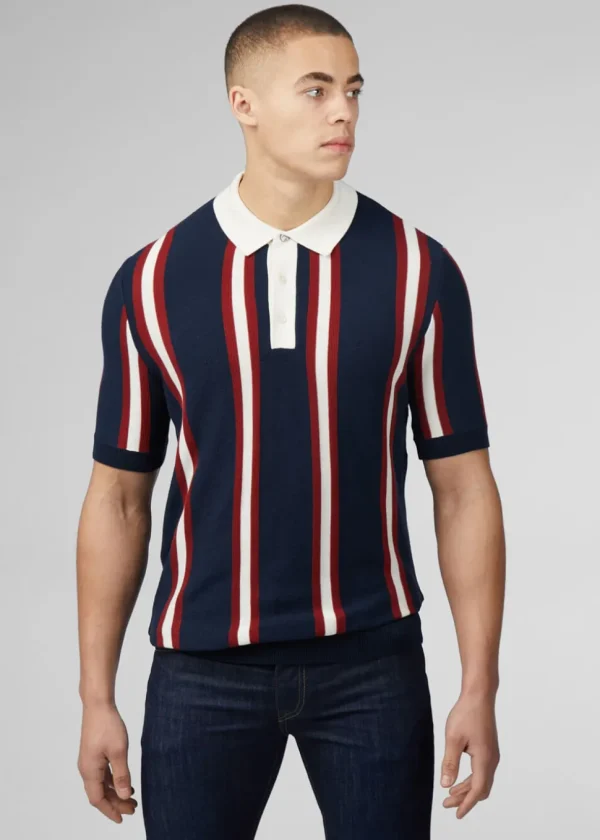 Ben Sherman Mod Knitted Rugby Polo Dark Navy