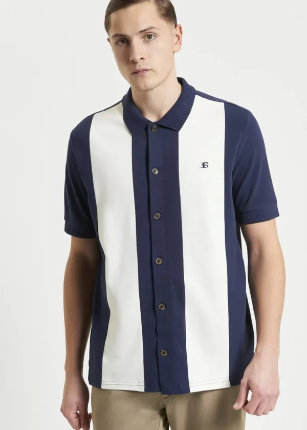 Ben Sherman Mod Pique Shirt Navy Blue