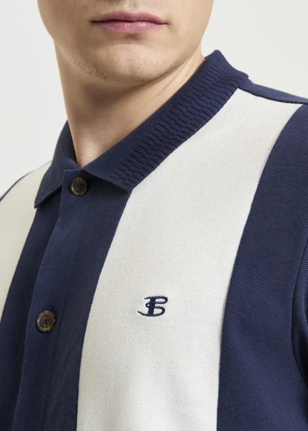 Ben Sherman Mod Pique Shirt Navy Blue