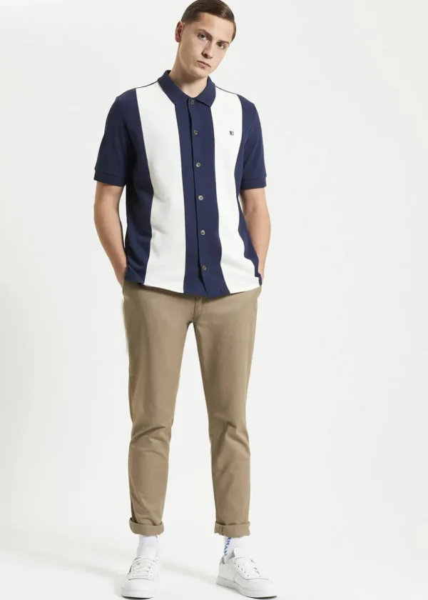 Ben Sherman Mod Pique Shirt Navy Blue
