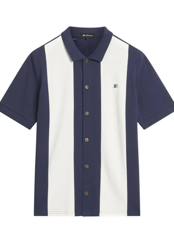 Ben Sherman Mod Pique Shirt Navy Blue