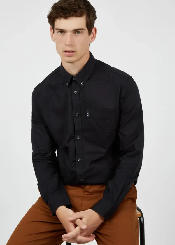 Ben Sherman Organic Oxford Long Sleeve Shirt Black