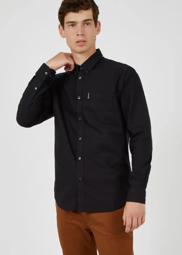 Ben Sherman Organic Oxford Long Sleeve Shirt Black