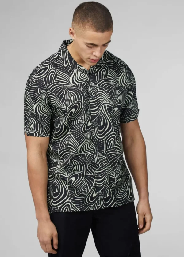 Ben Sherman Psychadelic Swirl Mint Shirt