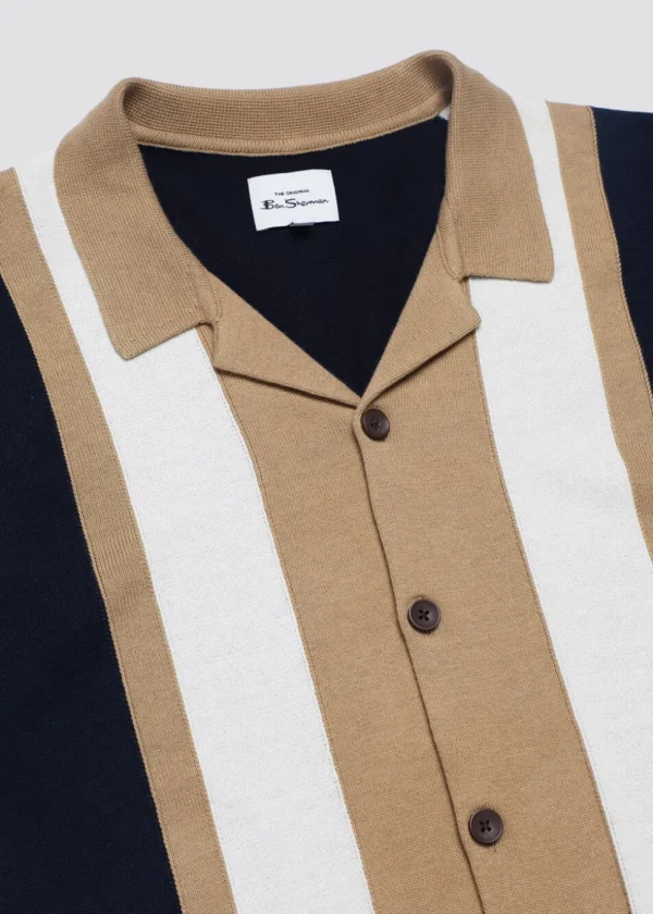 Ben Sherman Resort Neck Button Through Polo Dark Navy