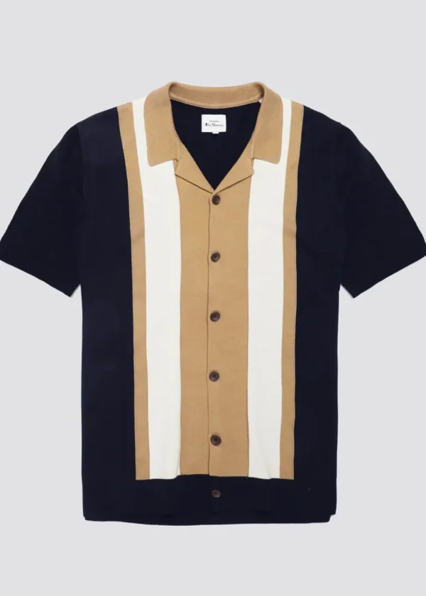 Ben Sherman Resort Neck Button Through Polo Dark Navy