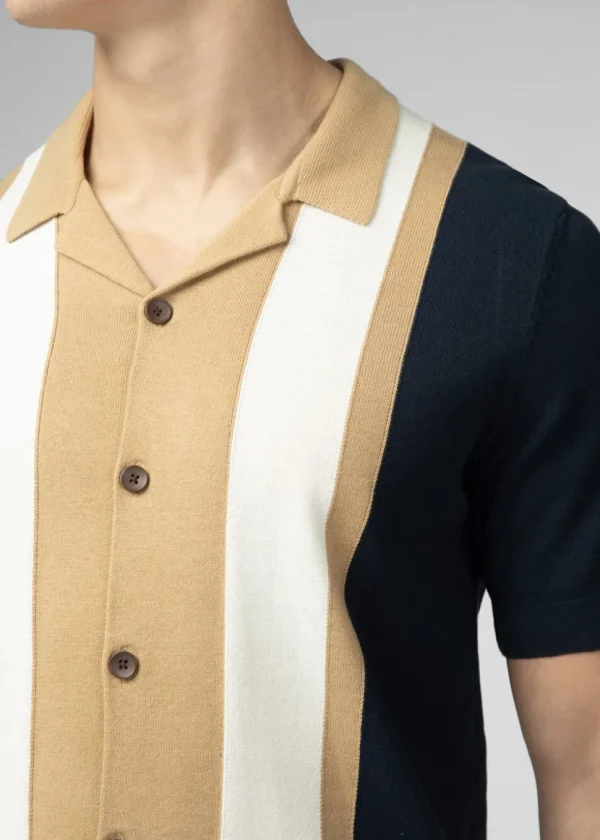 Ben Sherman Resort Neck Button Through Polo Dark Navy