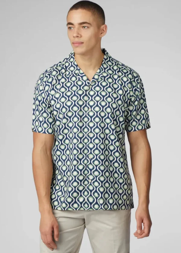 Ben Sherman Retro Geo Shirt Grass Green