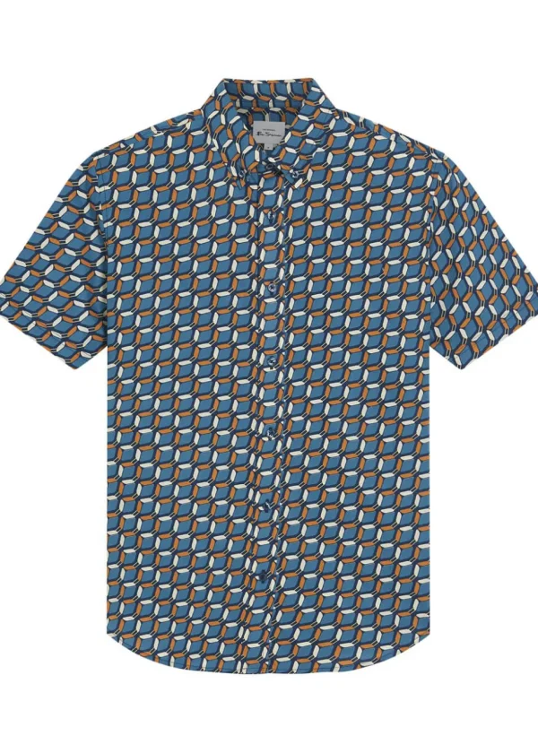 Ben Sherman Retro Geo Shirt Blue