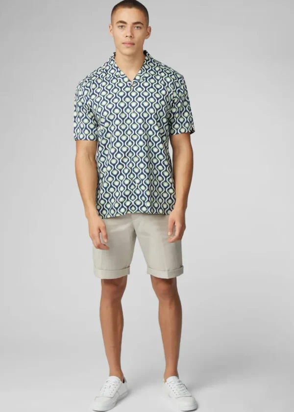 Ben Sherman Retro Geo Shirt Grass Green