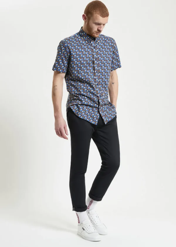 Ben Sherman Retro Geo Shirt Blue