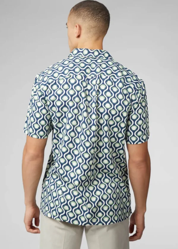 Ben Sherman Retro Geo Shirt Grass Green