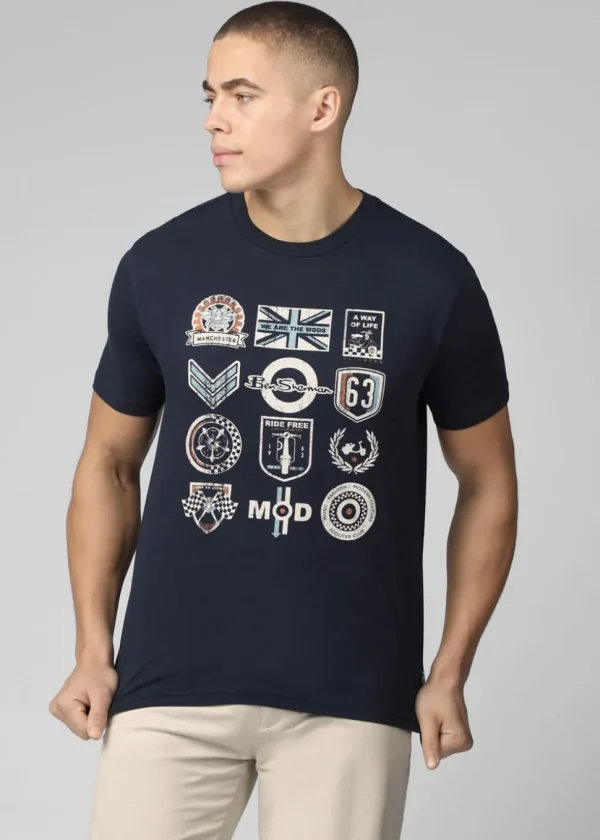 Ben Sherman Scooter Clubs T-Shirt Dark Navy
