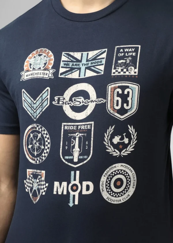 Ben Sherman Scooter Clubs T-Shirt Dark Navy