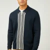 Ben Sherman Textured Zip Through Cardigan in Navy