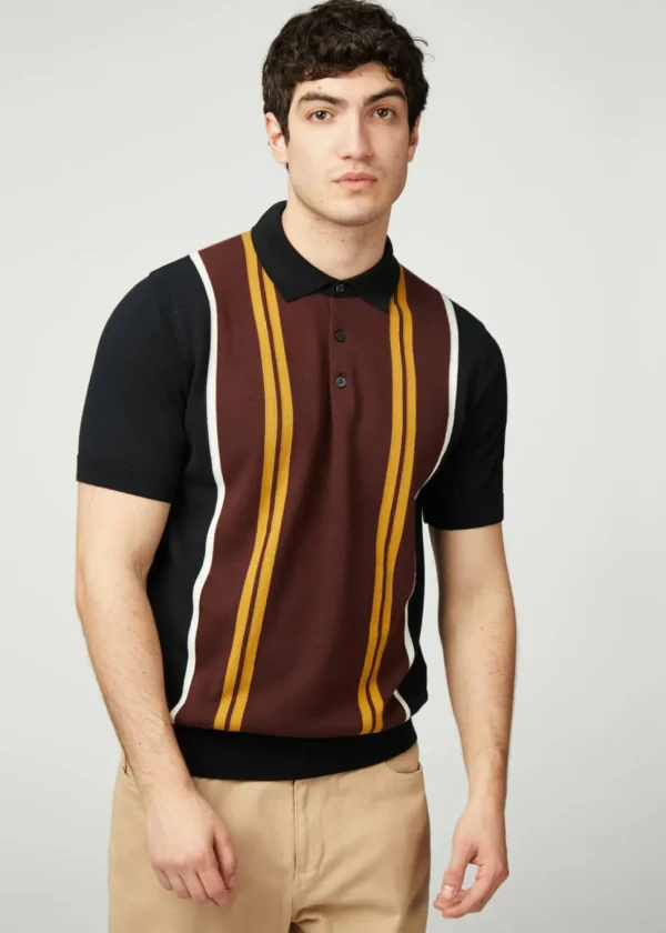 Ben Sherman Vertical Stripe Polo Black