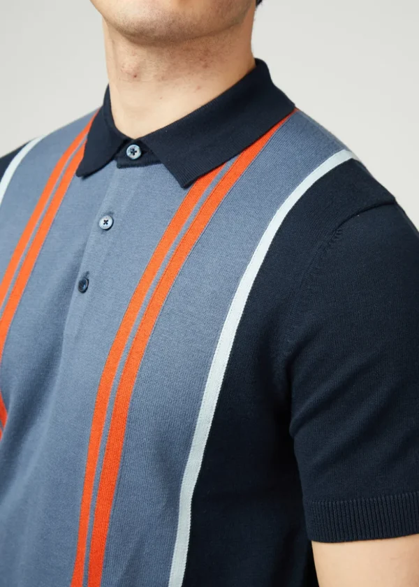 Ben Sherman Vertical Stripe Polo Navy Blue