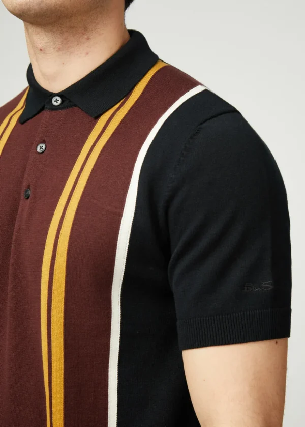 Ben Sherman Vertical Stripe Polo Black