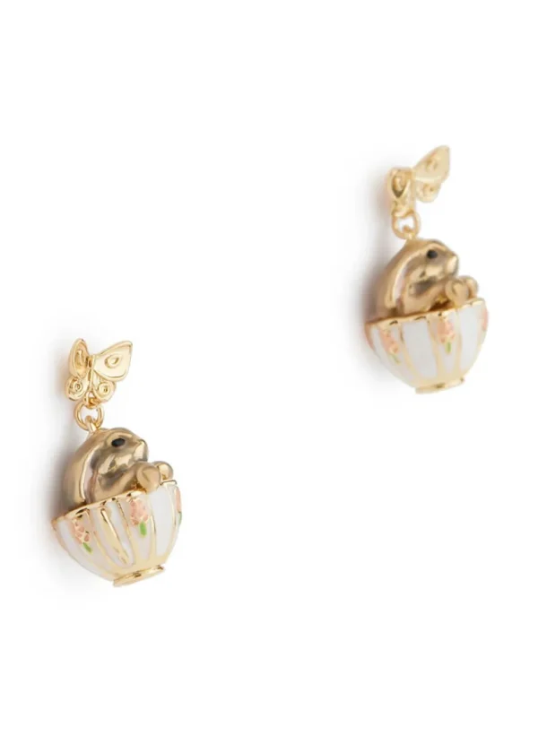 Bill Skinner Bunny in A Tea Cup Earrings