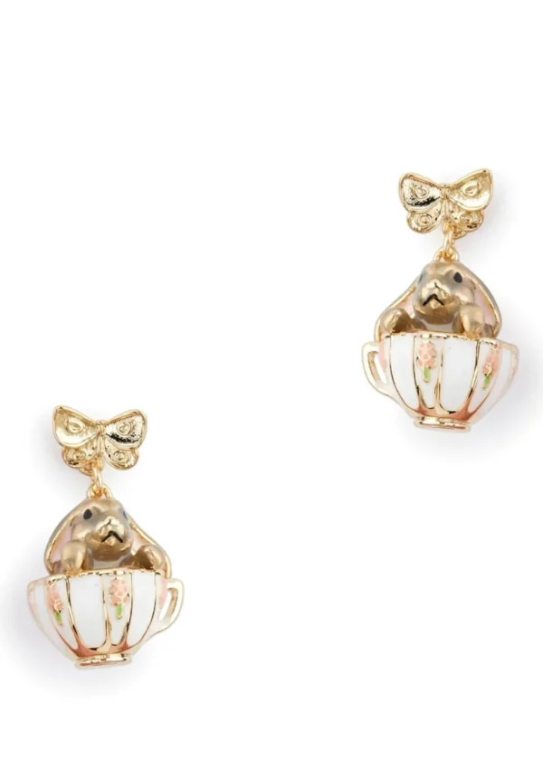 Bill Skinner Bunny in A Tea Cup Earrings