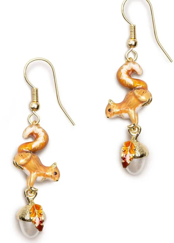 Bill Skinner Squirrel & Acorn Drop Earrings